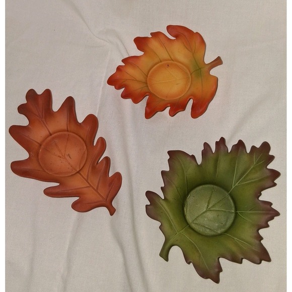 Partylite P8535U Whispering Leaves Tealight Trio Autumn Maple Leaf Fall - Picture 1 of 4